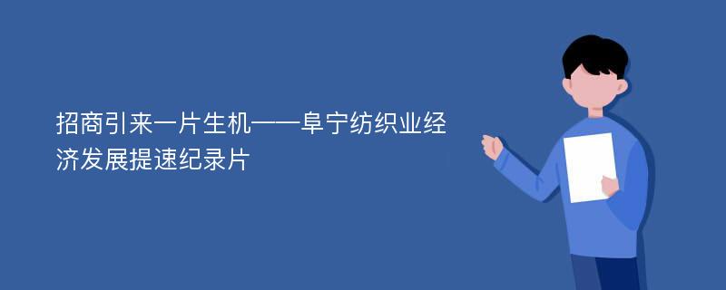 招商引来一片生机——阜宁纺织业经济发展提速纪录片