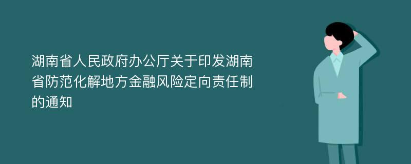 湖南省人民政府办公厅关于印发湖南省防范化解地方金融风险定向责任制的通知