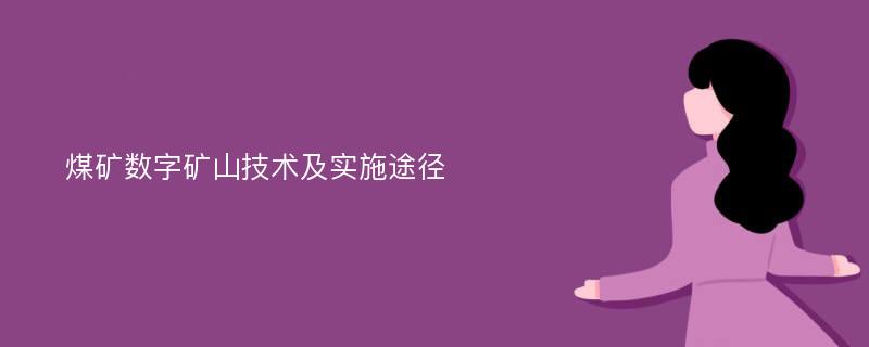 煤矿数字矿山技术及实施途径