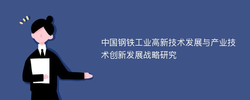 中国钢铁工业高新技术发展与产业技术创新发展战略研究