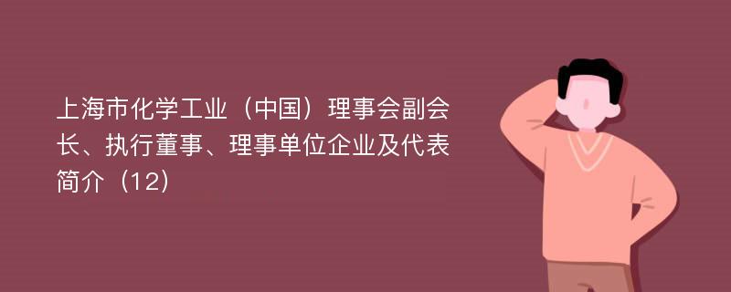 上海市化学工业（中国）理事会副会长、执行董事、理事单位企业及代表简介（12）