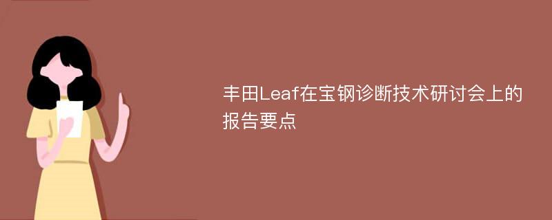 丰田Leaf在宝钢诊断技术研讨会上的报告要点