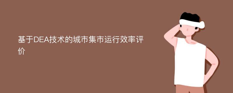 基于DEA技术的城市集市运行效率评价