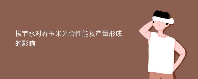 拔节水对春玉米光合性能及产量形成的影响