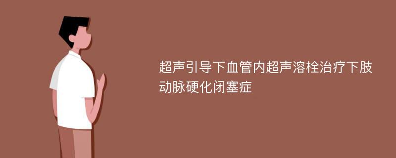 超声引导下血管内超声溶栓治疗下肢动脉硬化闭塞症